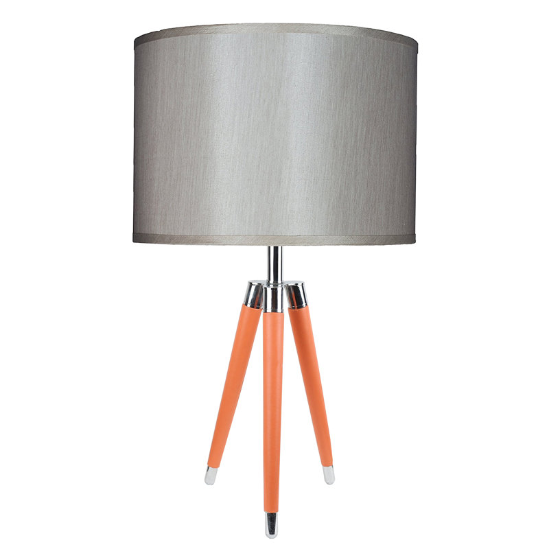 Lampe de table à trépied 27 po Linco, Soie champagne, Orange