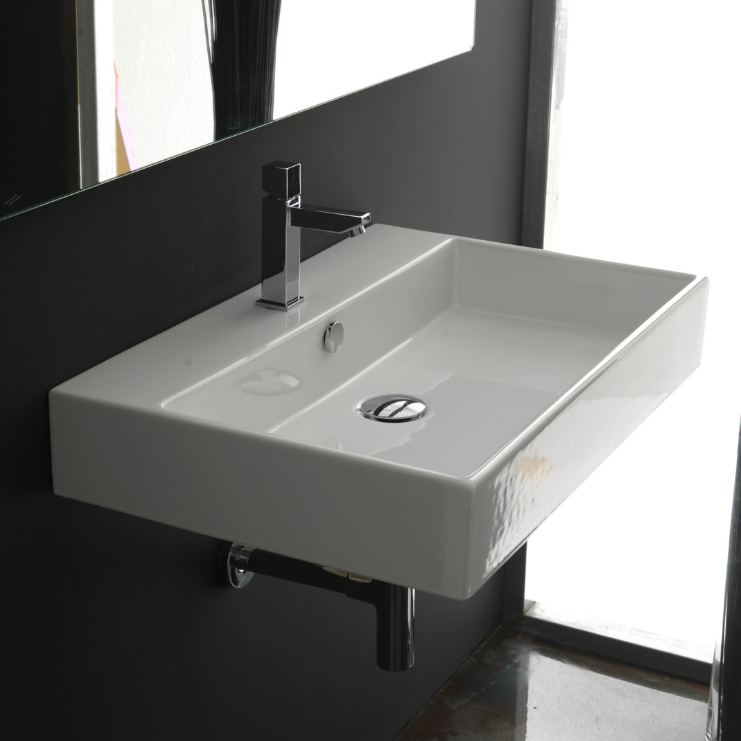 WS Bath Collections Unlimited 17.7'' Ceramic Rectangular Bathroom Sink with Overflow WS Bath Collections Faucet 