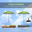 Parasol de plage arqué 6,6 pi, parasol d'extérieur avec sac de transport, vert