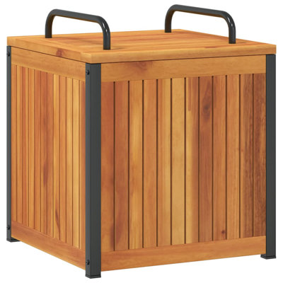 Vidaxl Cushion Box Brown Solid Acacia Wood, Powder-Coated Steel