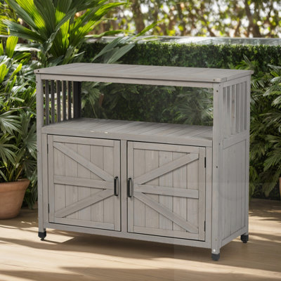 Ensemble de table de bar en bois avec armoire de rangement et tablette ouverte