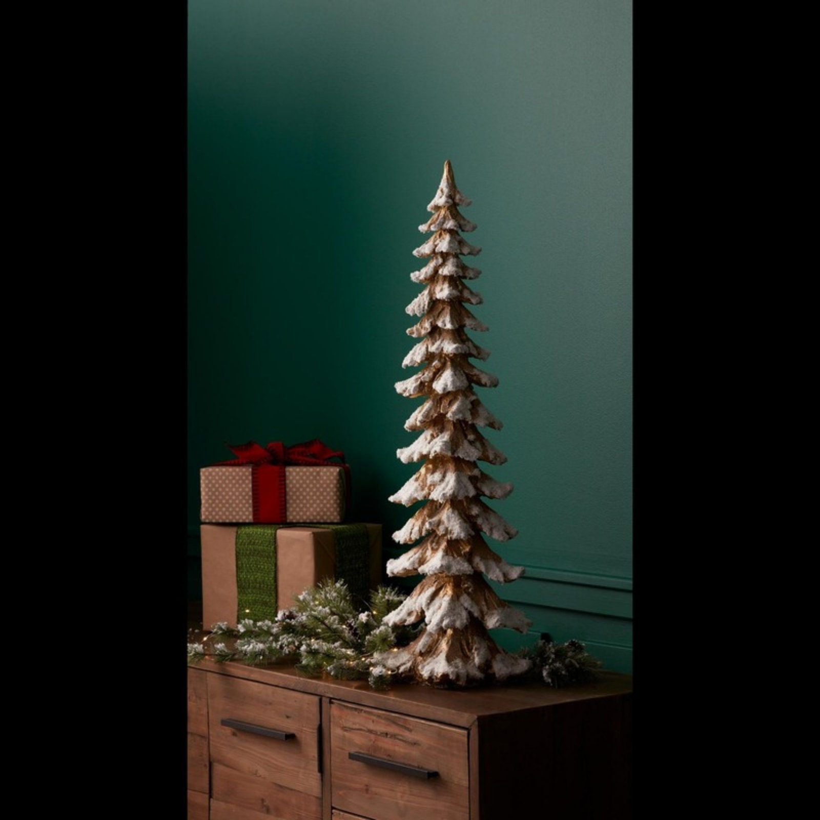 Resin Tabletop Christmas Tree, Gold, 34.5" H x 10.5" W x 7.75" D