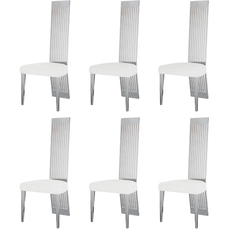 White Dining Chairs With Silver Legs, 4, Gold