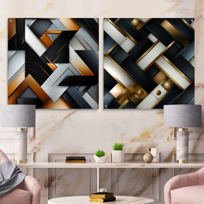 Scarborough - Abstract Geometric Acrylic Wall Art Glass Set Of 2
