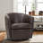 Leather Upholstered Swivel Barrel Chair—No Assembly Required-920848719