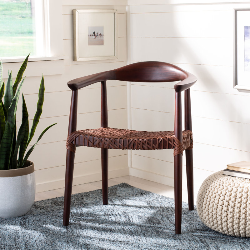 Kazbah 18.9'' H Leather Upholstered Armchair, Brown