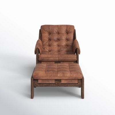 Tuckerman 30" W Leather Armchair with Ottoman