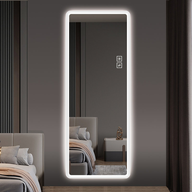 Taz Frameless Lighted Full Length Mirror,Wall Mounted Mirror with Light for Bedroom,explosion-proof glass