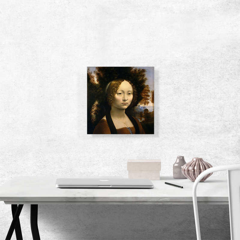 Ginevra De Benci 1478 - Reproduction, H 12 po x l 12 po x P 1,5 po