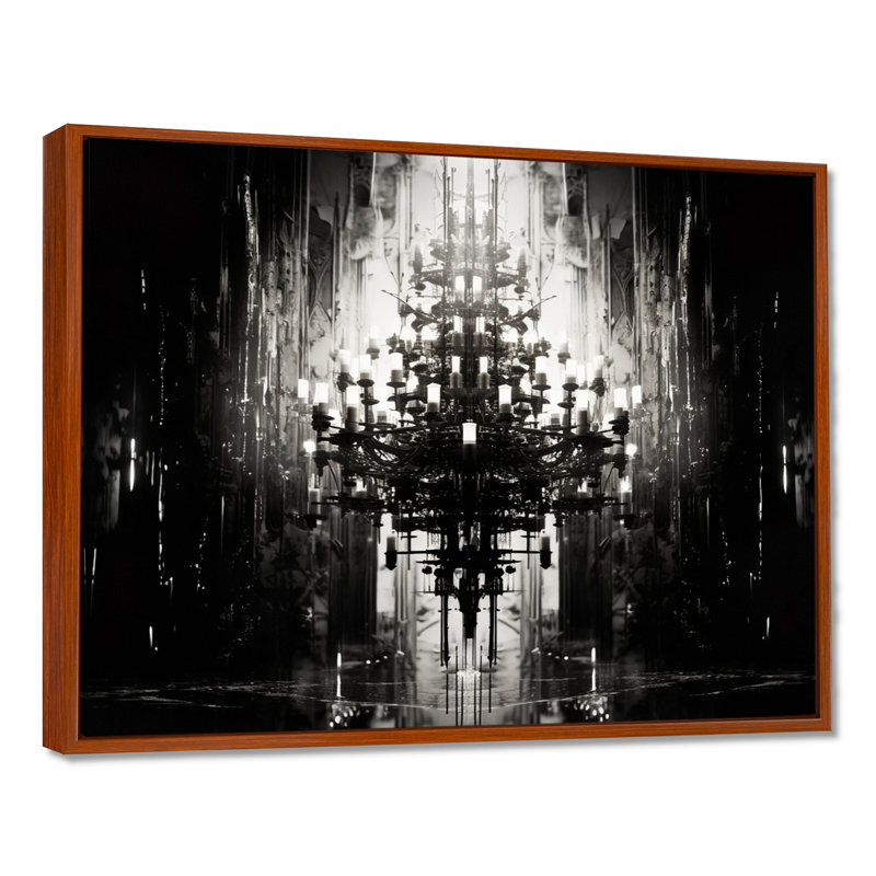 Bilel - lustre glamour, art mural, Toile avec cadre flottant brun, H 34 po x l 44 po x P 1,5 po
