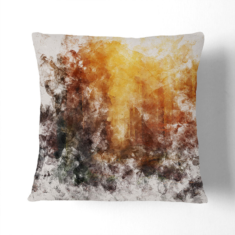 Forest at Sunset Cushion with Filling, 55cm H x 55cm W x 20cm D, Black