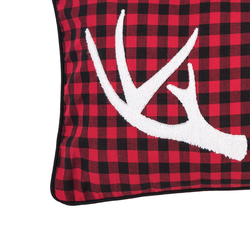 Woodford Antler Cotton Plaid  Throw Pillow