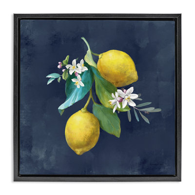 Lemon Cluster on Blue Floater Canvas Wall Art by Danhui Nai