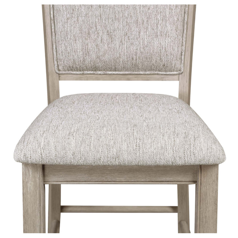 Chaise à hauteur de comptoir de style campagnard 2 pièces à finition brun clair avec dossier et repose-pieds rembourrés pour les salles à manger modernes