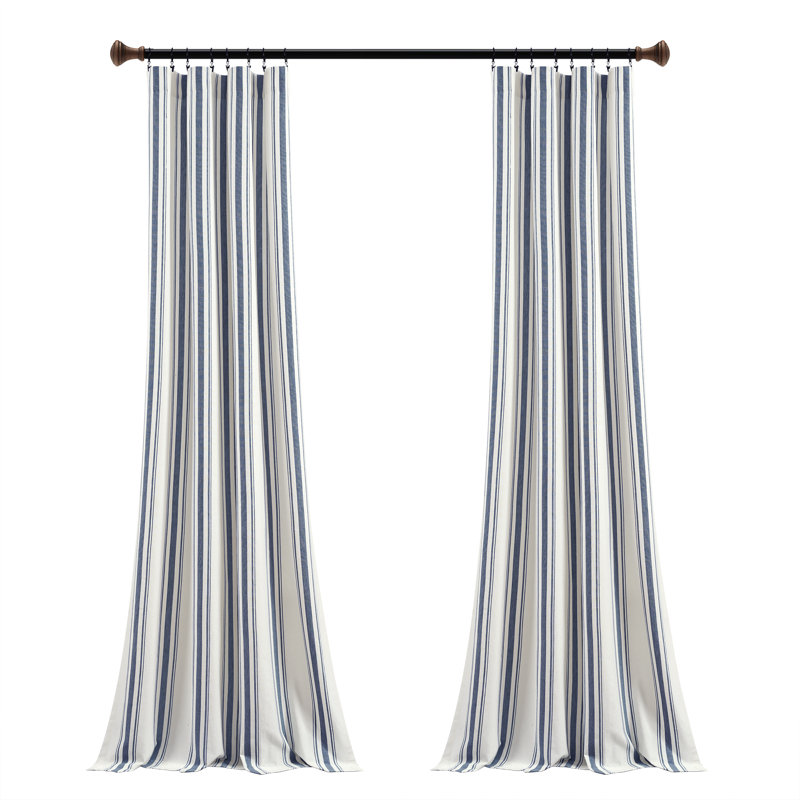 Cotton Blend Semi Sheer Curtain Pair, 42" W x 63" L, Navy
