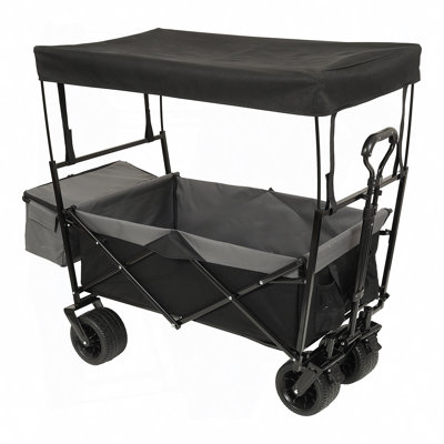 480Lbs Collapsible Wagon With Canopy,Wagon Stroller With 7" All-Terrain Wheels, Lightweight Foldable Wagon, Large Capacity For Camping, Shopping, Sports, And Garden Use