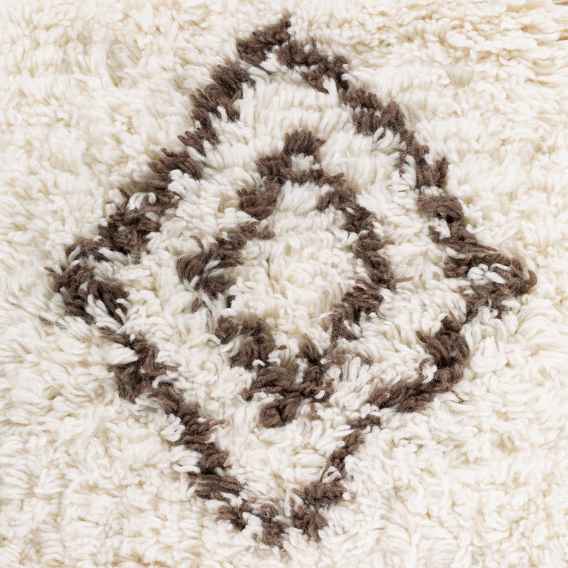 Tapis brun / crème en laine fabriqué à la main Saidais, Rectangle 2 pi x 3 pi