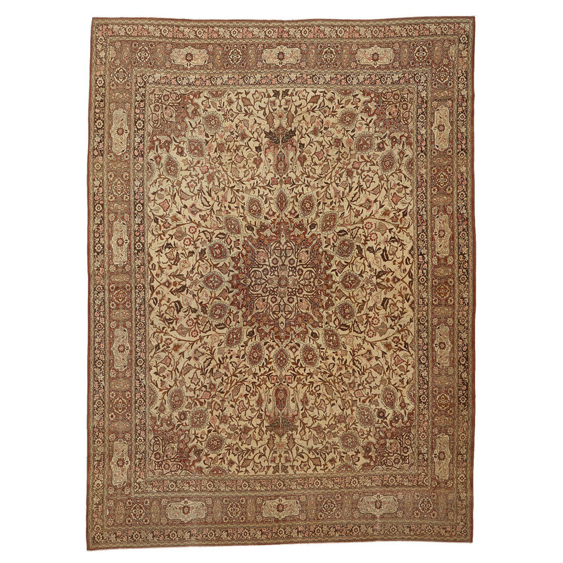 Brown Antique Persian Wool Rug - 9'2" x 12'8"