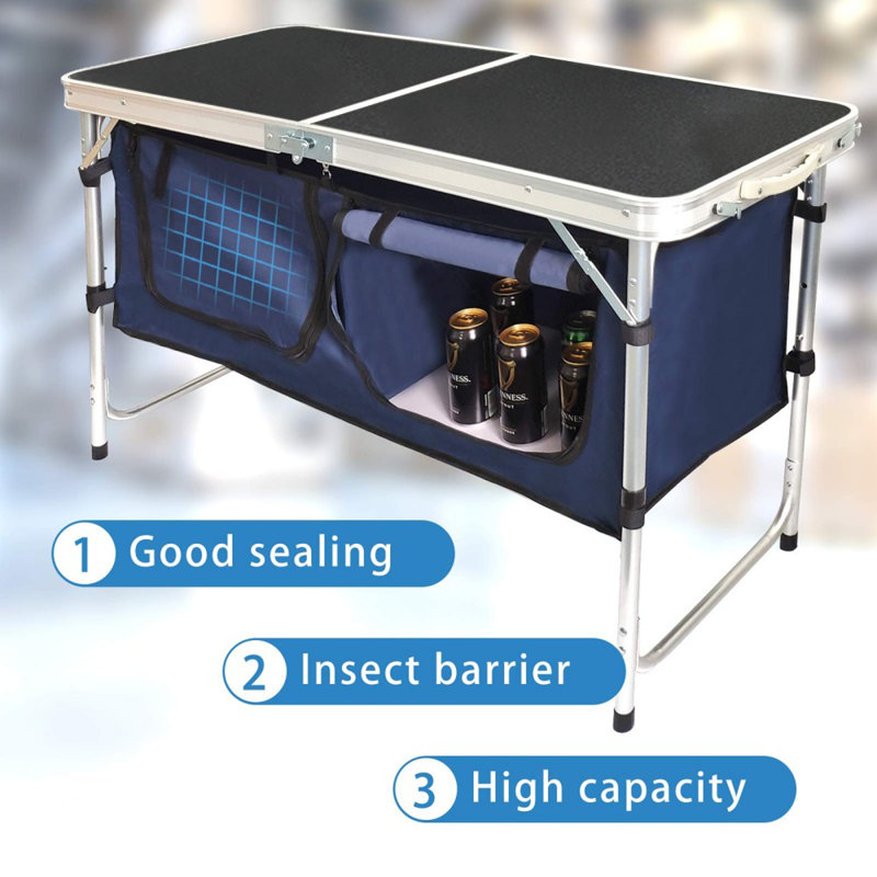 Folding Camping Table with Storage Compartment