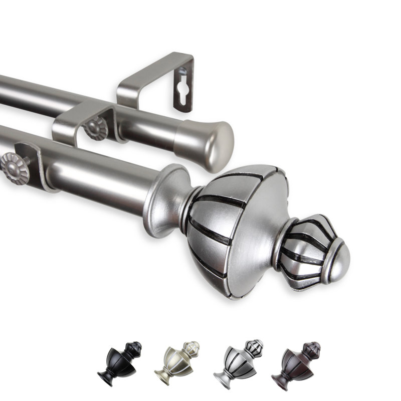 Tringle à rideaux double Mohler, Nickel satiné, De 28 po à 48 po de largeur