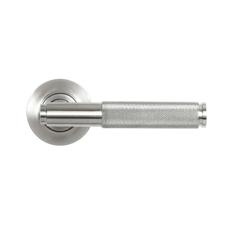 Polished Brass Brompton Lever On Rose Set (Plain), Satin Marine
