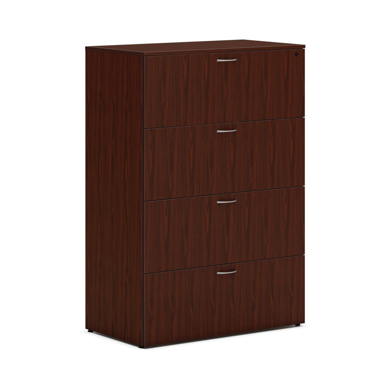 HON MOD Lateral File, 4 Drawers, 36"W, Traditional Mahogany, Traditional Mahogany
