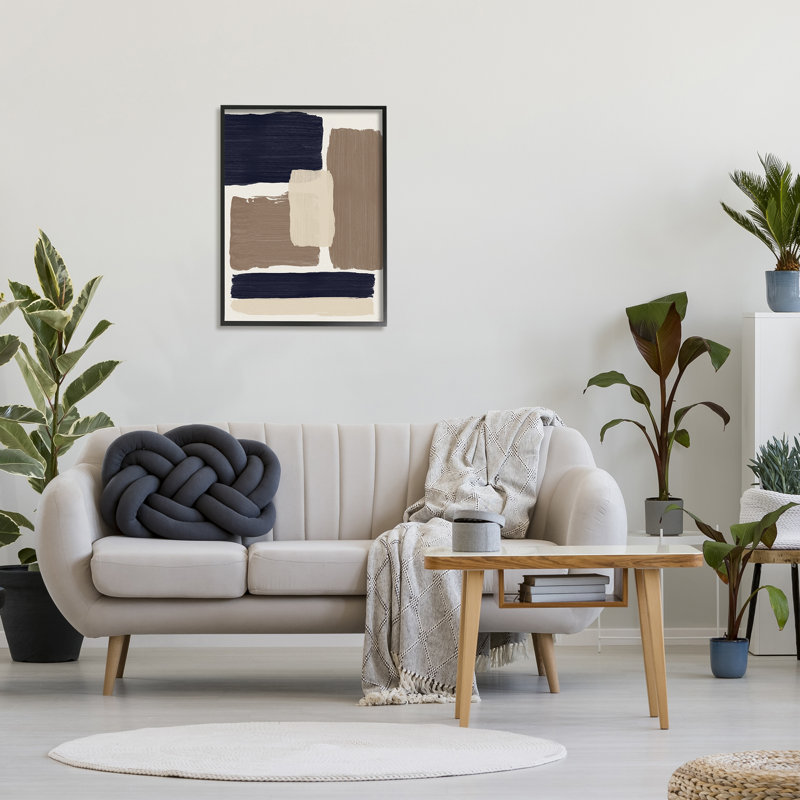 Carrés noirs et bruns, impression sur bois, H 30 po x l 24 po x P 1,5 po, Giclée encadrée noir minuit