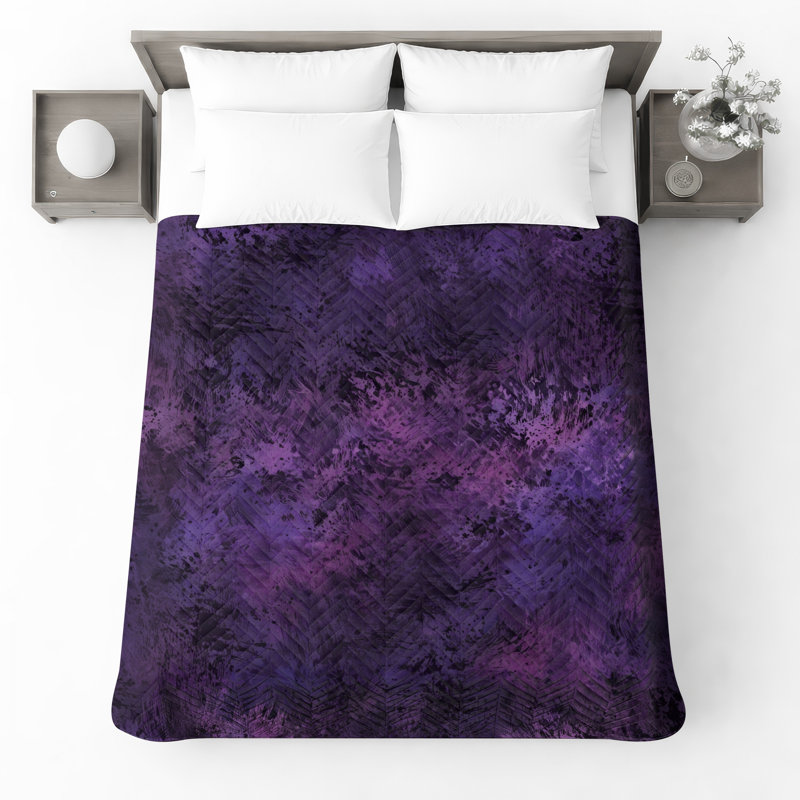 Purple Textured Abstract Quilted Bedspread All Sizes, King