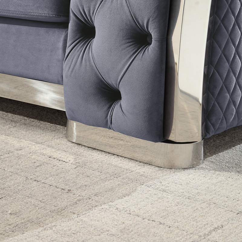 Fauteuil rembourré, Velours gris, Argent