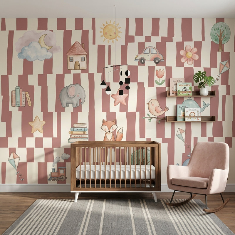 Papier peint amovible pour chambre d'enfant, Texturé non collé, 200 po x 120 po
