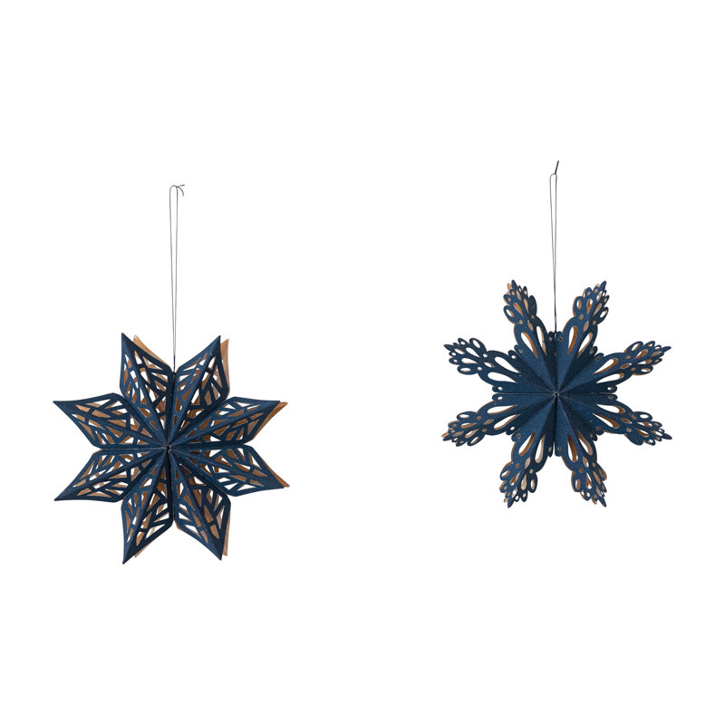 Ornement flocon de neige en papier floqué