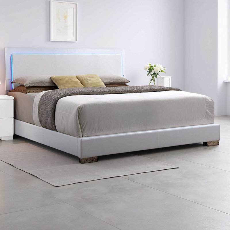 Morfaw Vegan Leather Platform Bed, Queen