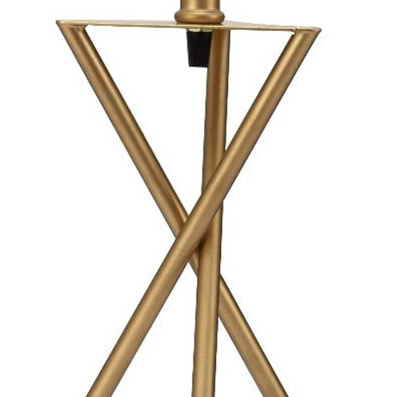 Lampe de table contemporaine en métal doré avec abat-jour blanc