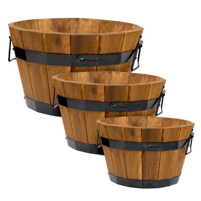 Bostow Set Of 3 Round Barrel Planter