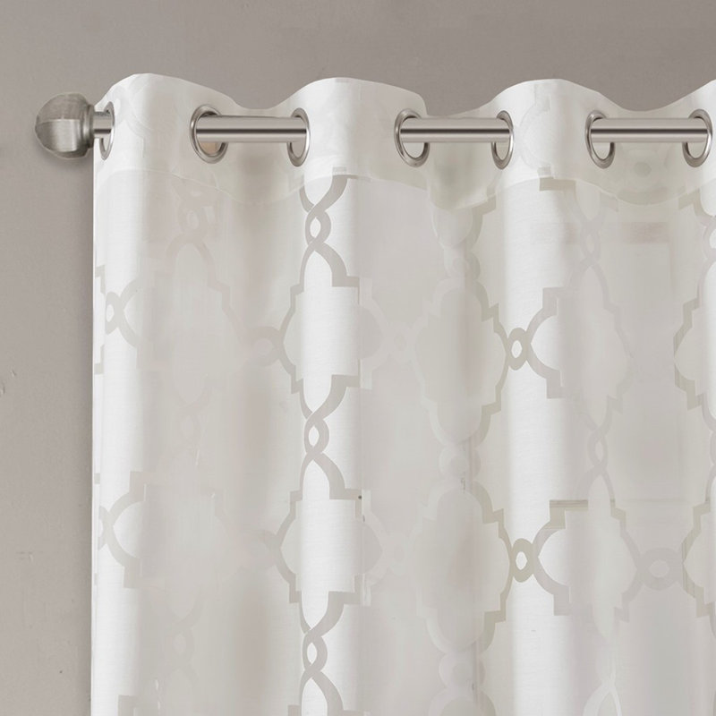 Panneau de rideau transparent Frwork Burnout (seulement 1 panneau PC), White, L 50,05 po x L 63,05 po