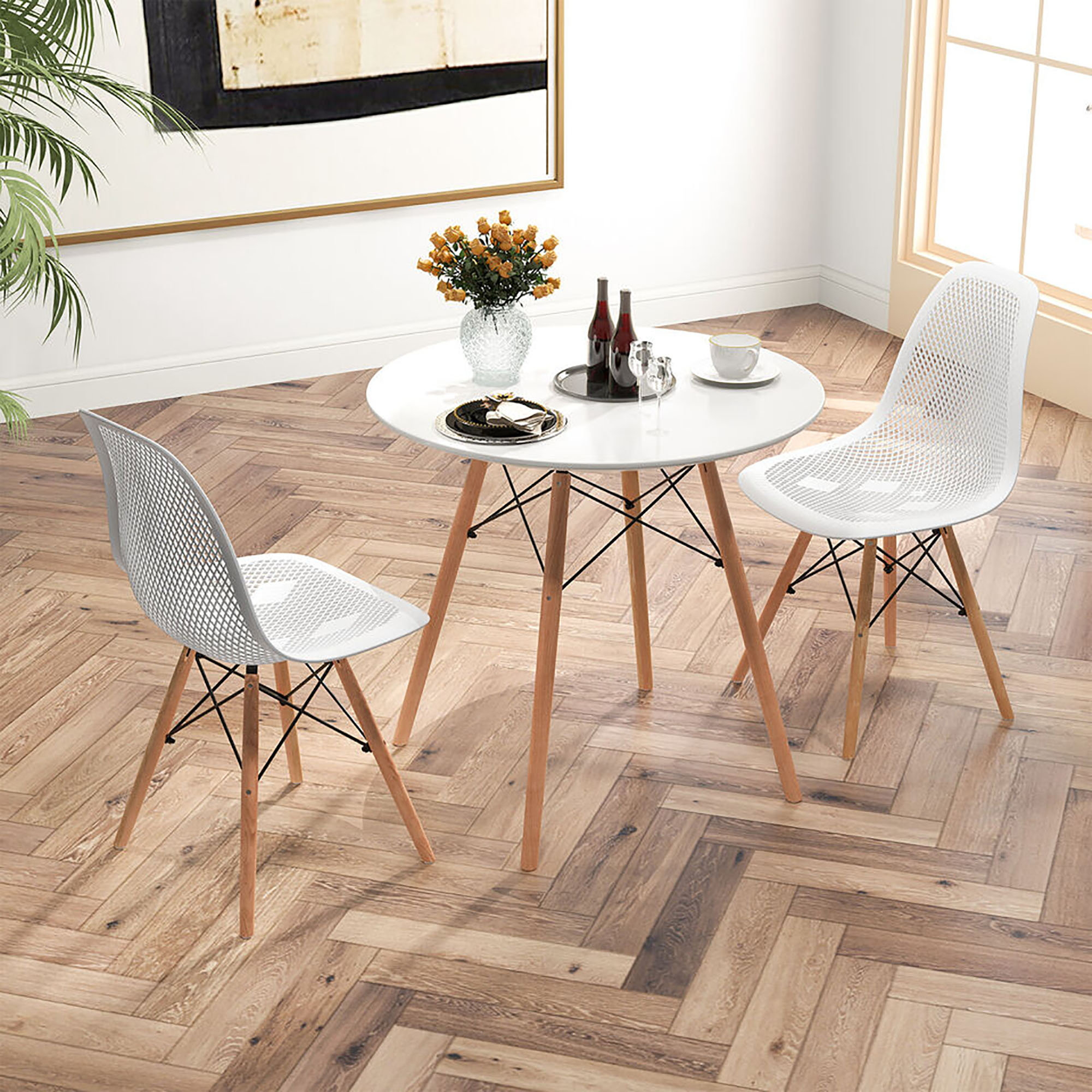 Gymax Round Kitchen Table Sets With Leaf Gymax 36'' Round