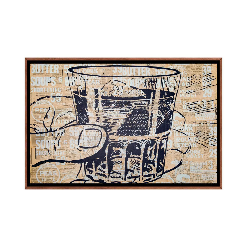 Sippin 1 Piece Wall Art on Canvas, 66.04 cm H x 45.72 cm W, Classic Brown Wood Framed