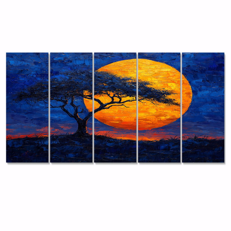 Silhouette de serengeti jaune - arbre africain, H 28 po x l 60 po