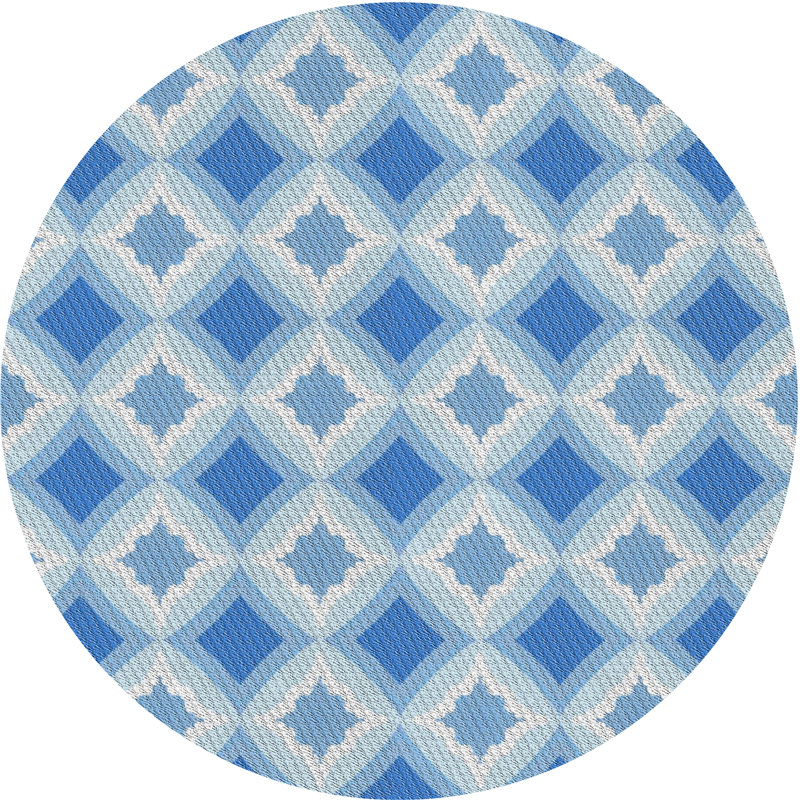 Tapis bleu ciel tissé à la machine, Rond 6 pi