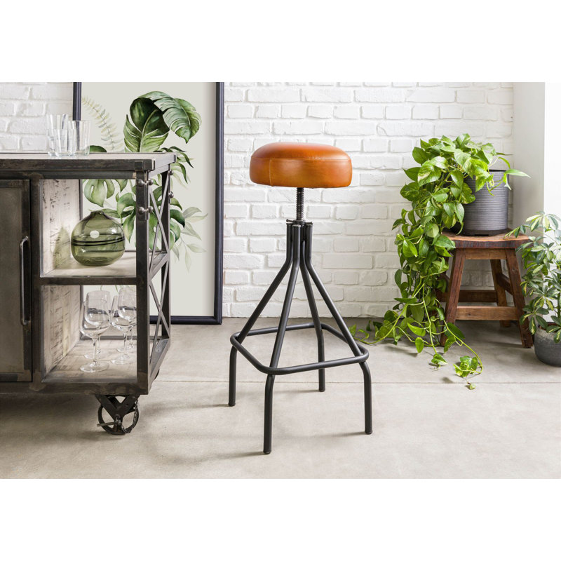 Iron Label Swivel Upholstered Adjustable Height Bar Stool