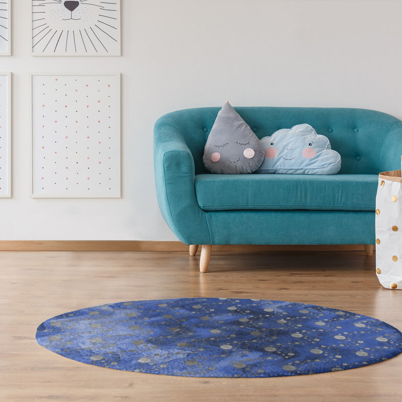 Tapis de planètes et étoiles monochromes, Rond 5 pi