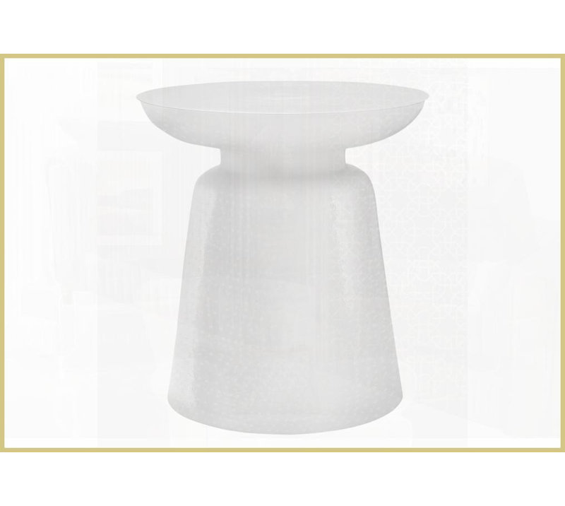 Table basse compacte en métal blanc avec base en forme de cloche, 22 po de hauteur, look moderne, sans assemblage pour la chambre à coucher du salon
