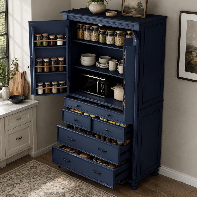 Grande armoire de rangement autoportante, Bleu