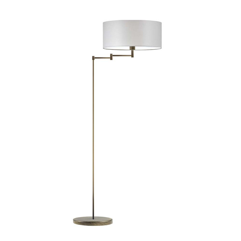 Korin 155cm Swing Arm Floor Lamp, Light Grey, Antique Gold