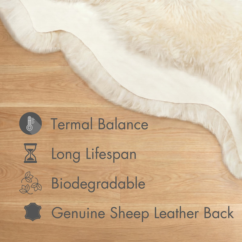 Tapis naturel en peau de mouton Munsey, 3 pi x 5 pi