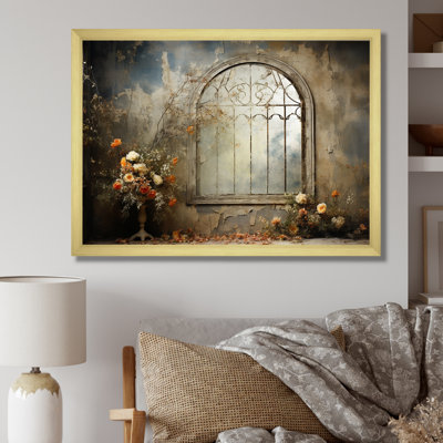 Hauting Floral Gothic Windows I - Floral Window Wall Art