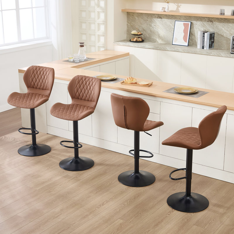 Tabouret de bar pivotant à hauteur réglable, 4, Rouillé