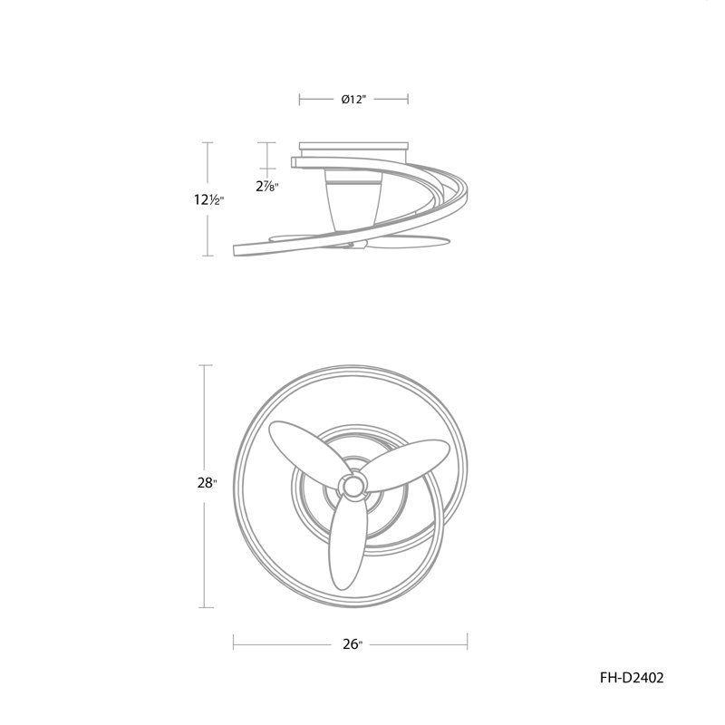 Ventilateur de plafond intelligent 28 po avec lumières DEL et télécommande Bluetooth inclus Velce, Argenté titane