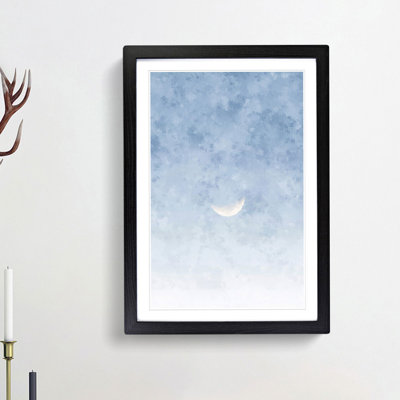 Crescent Moon in a Blue Sky - Picture Frame Painting Print