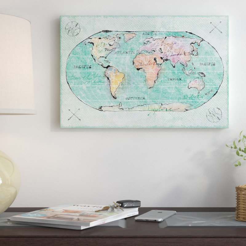 « shorelines mapped », impression sur toile tendue, H 8 po x l 12 po x P 0,75 po, Pas de tapis, Toile tendue